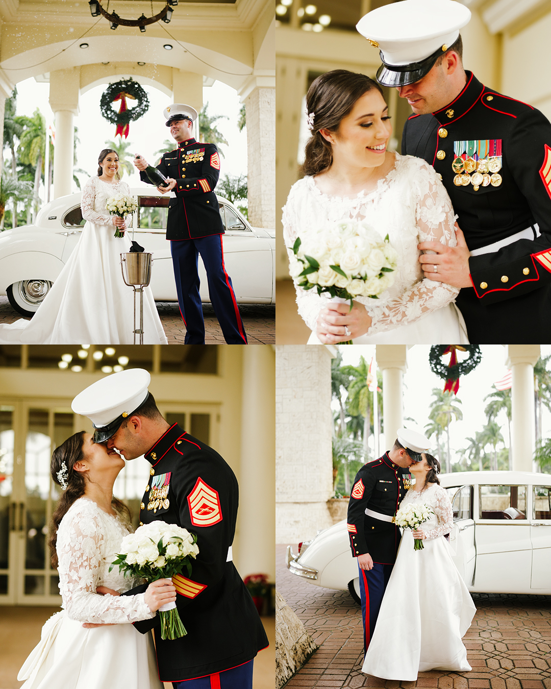 Bride and Groom taking pictures at Doral Park Country Club